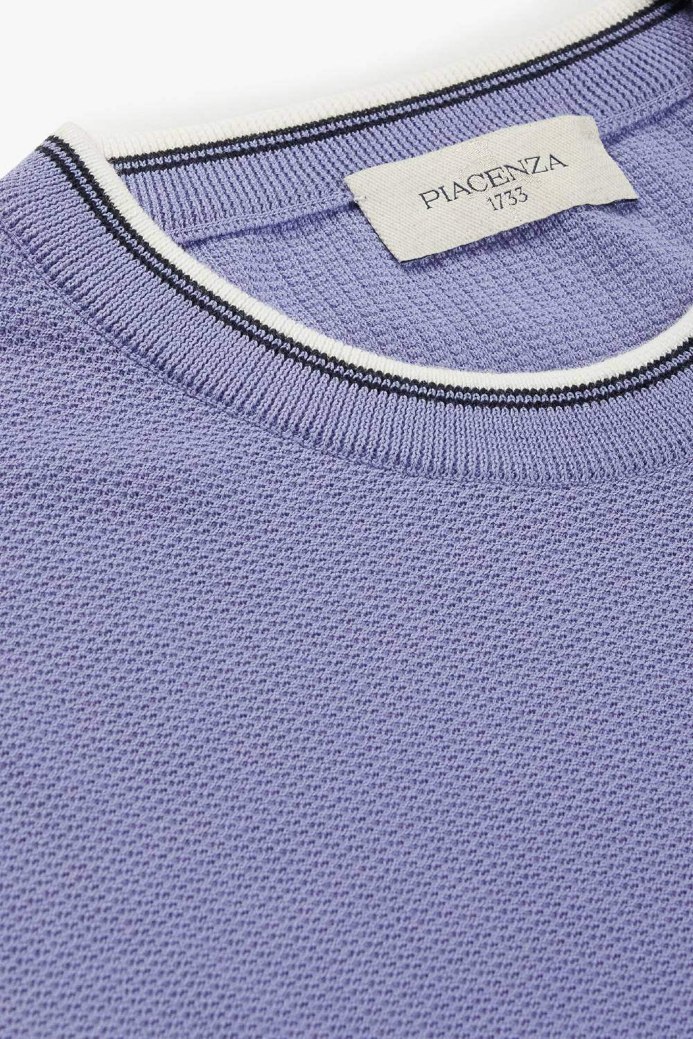 Piacenza 1733 Maglia maniche corte shell stitch lilla bordo bianco Italia