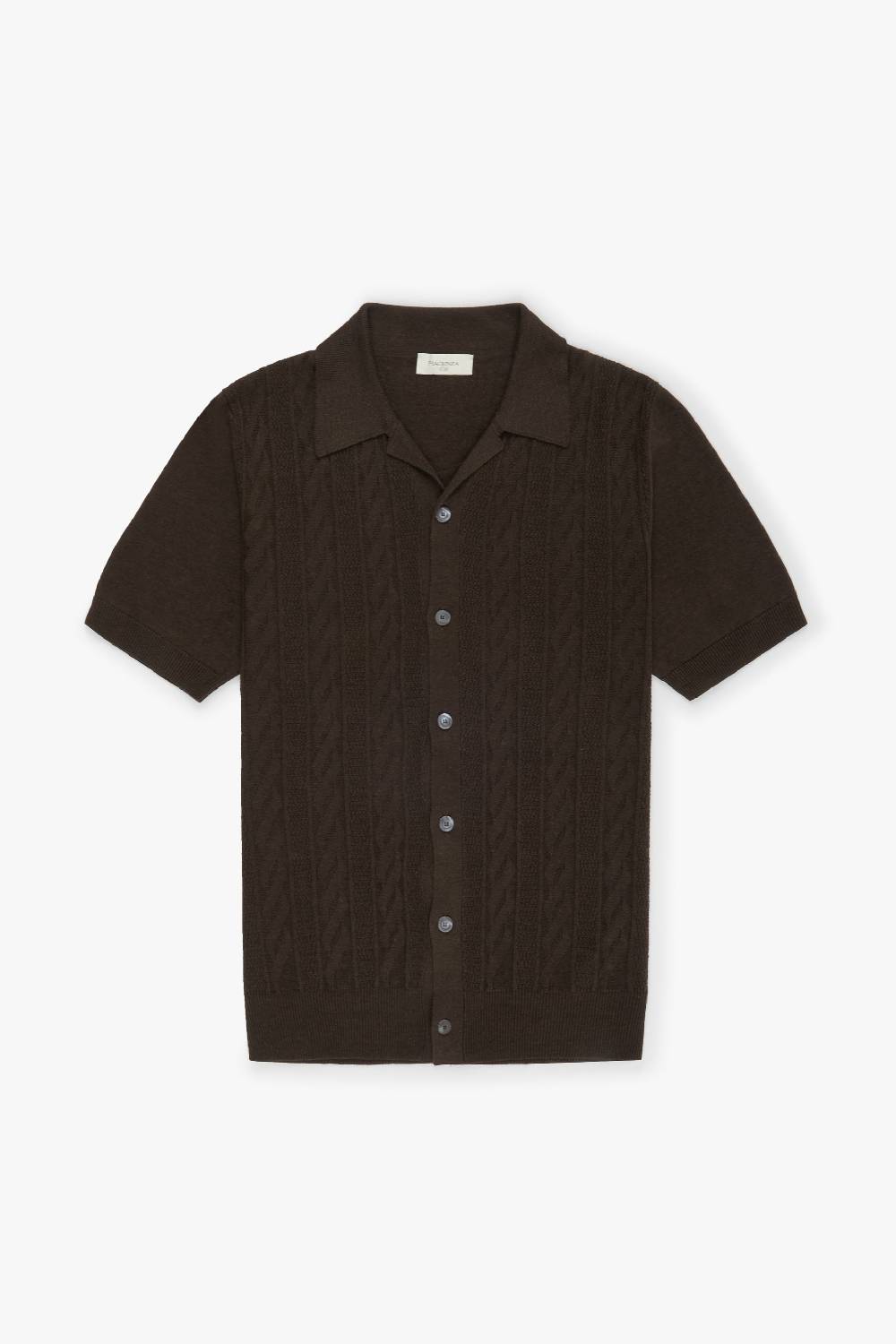 Piacenza 1733 Camicia maniche corte sand and wave marrone In Vendita