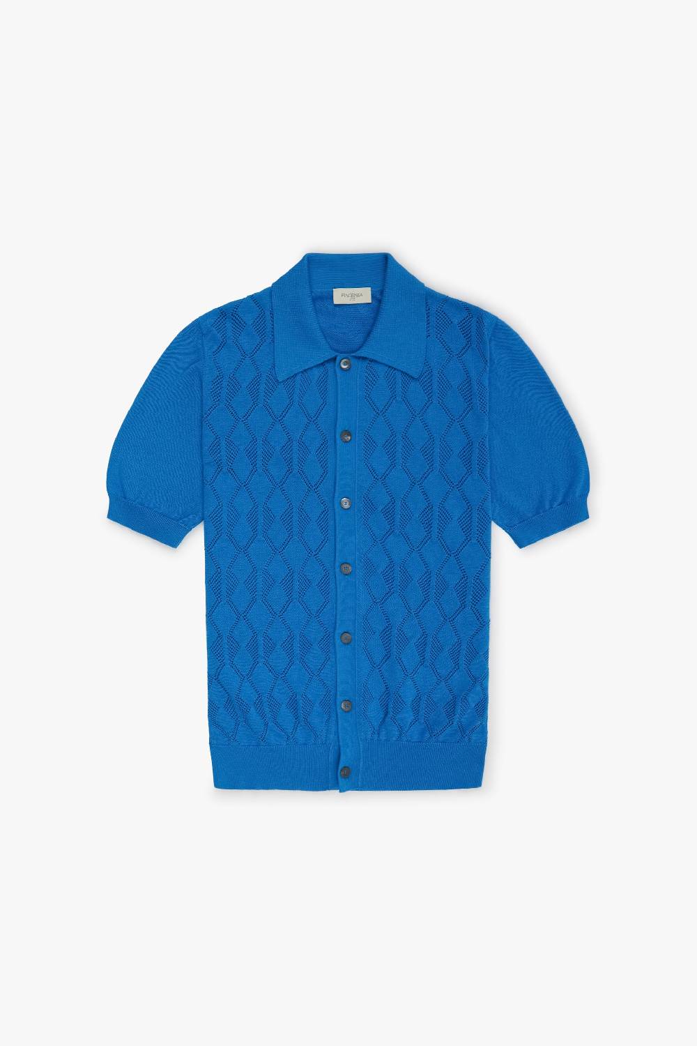 Piacenza 1733 Camicia maniche corte crochet blu elettrico Saldi