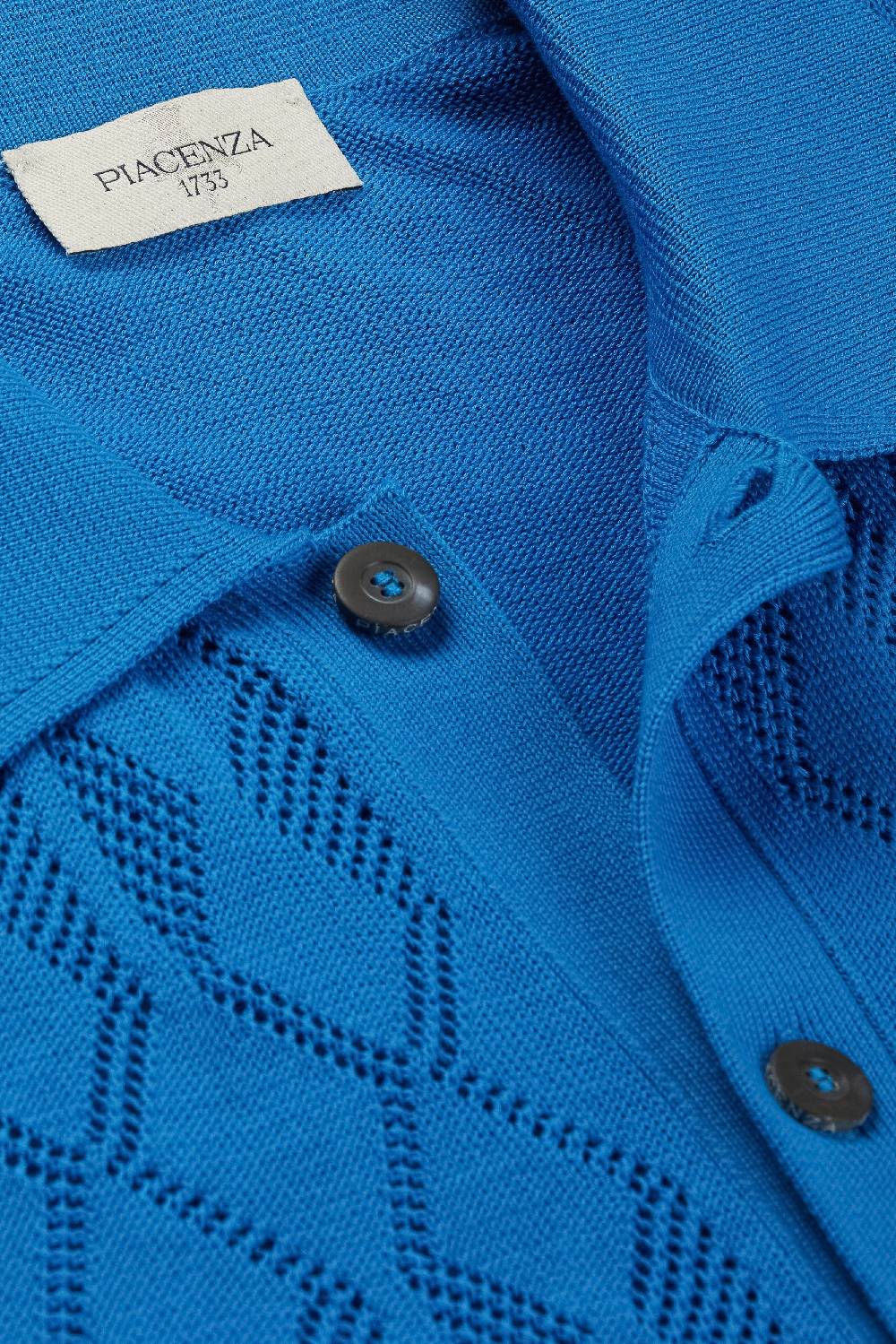 Piacenza 1733 Camicia maniche corte crochet blu elettrico Saldi