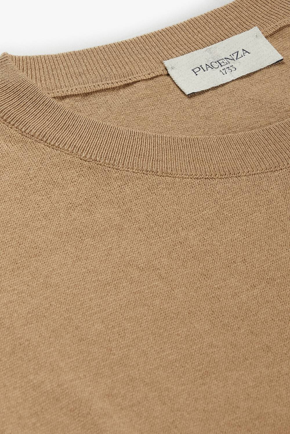 Piacenza 1733 Maglia maniche lunghe double needle nocciola Saldi Di Fabbrica