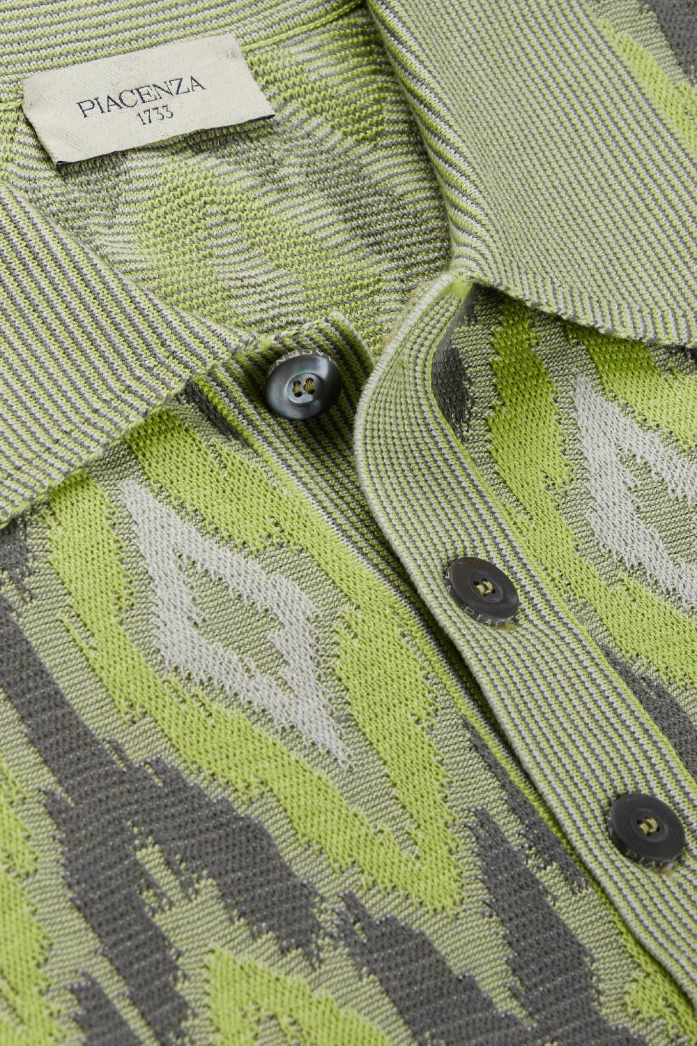 Piacenza 1733 Polo fil a fil ikat argyle jacquard verde Nuova