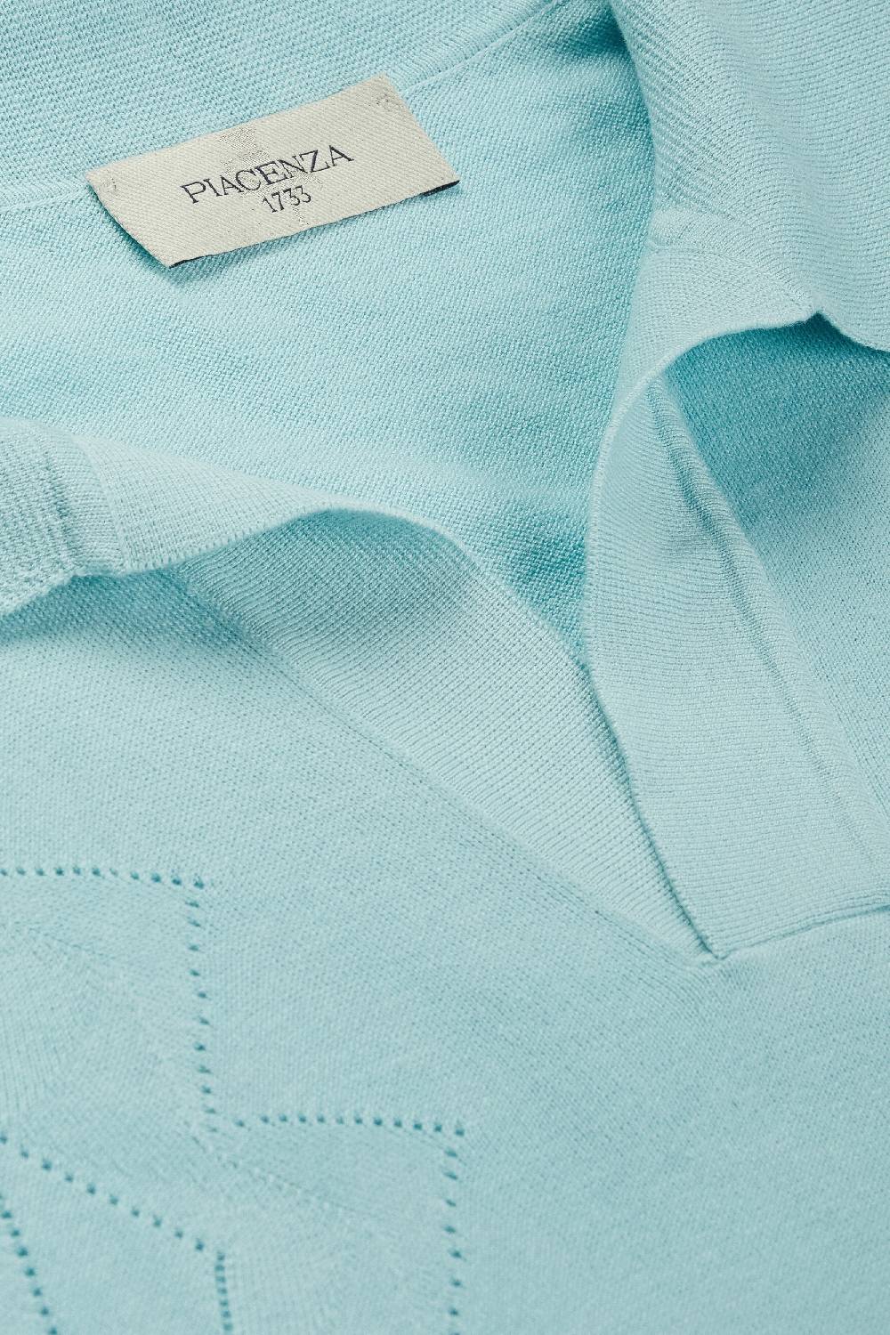 Piacenza 1733 Polo havana zig zag pointelle azzurro Black Friday Prezzi