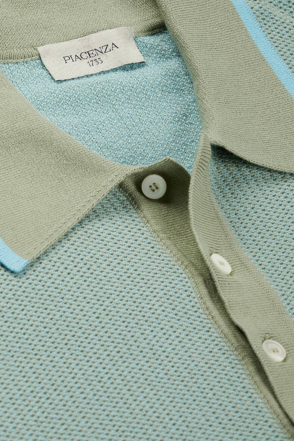 Piacenza 1733 Polo two tone fish scale azzurro e salvia Italy