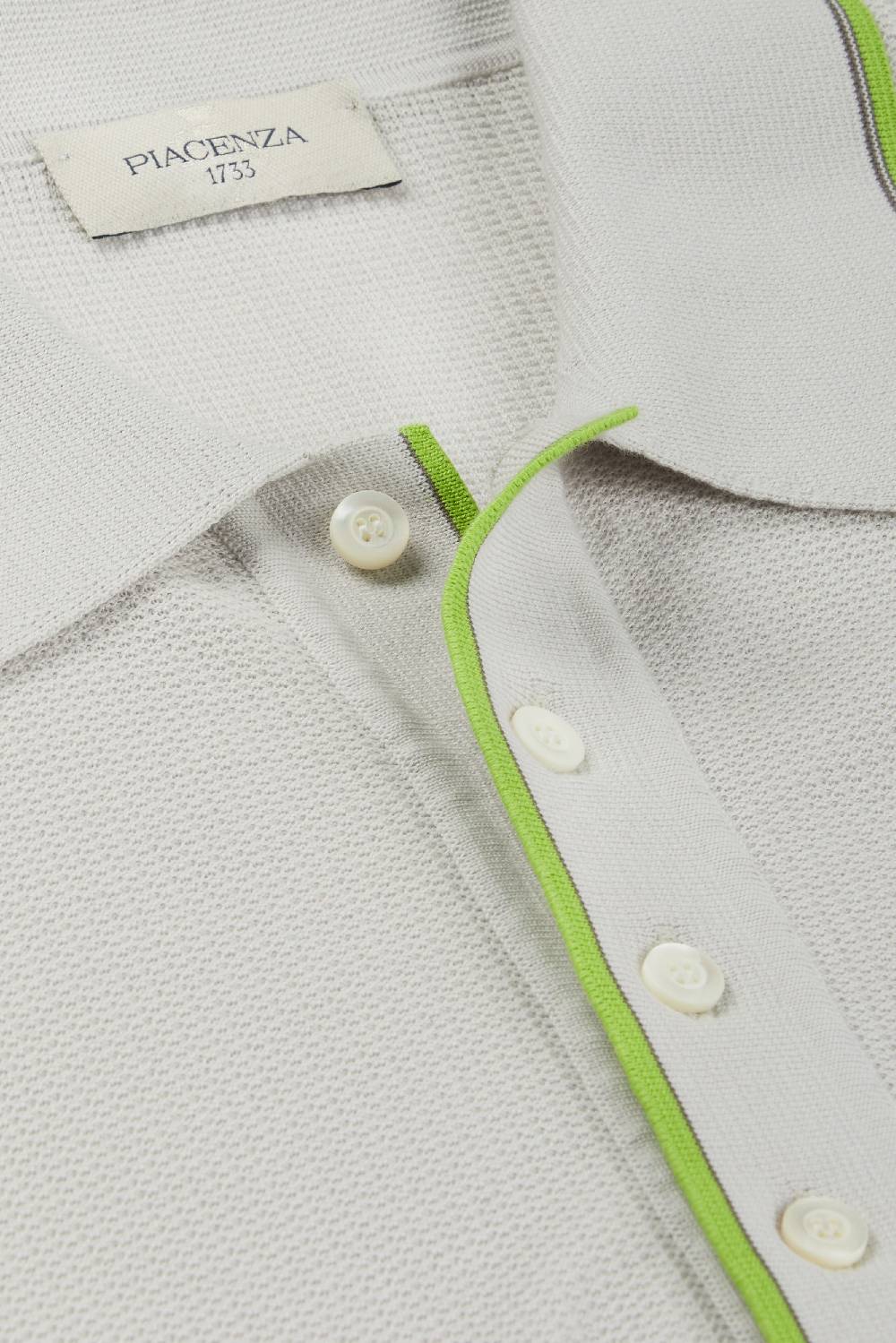 Piacenza 1733 Polo shell stitch con bordo verde fluo Sconti questo mese