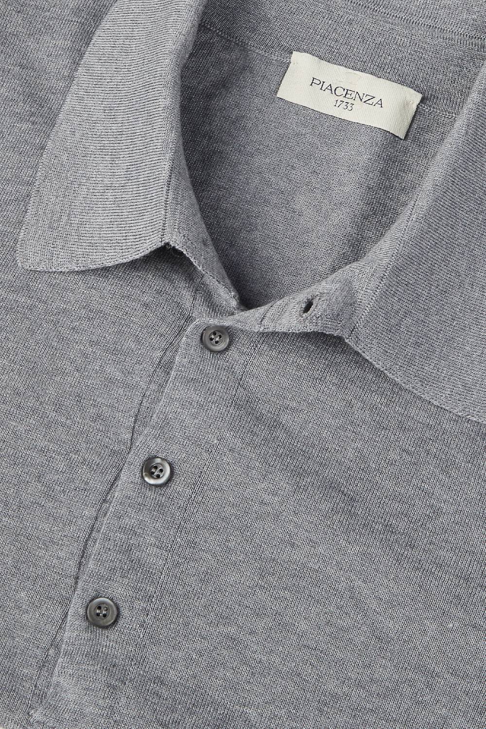 Piacenza 1733 Polo lana merino super fine grigio chiaro Outlet