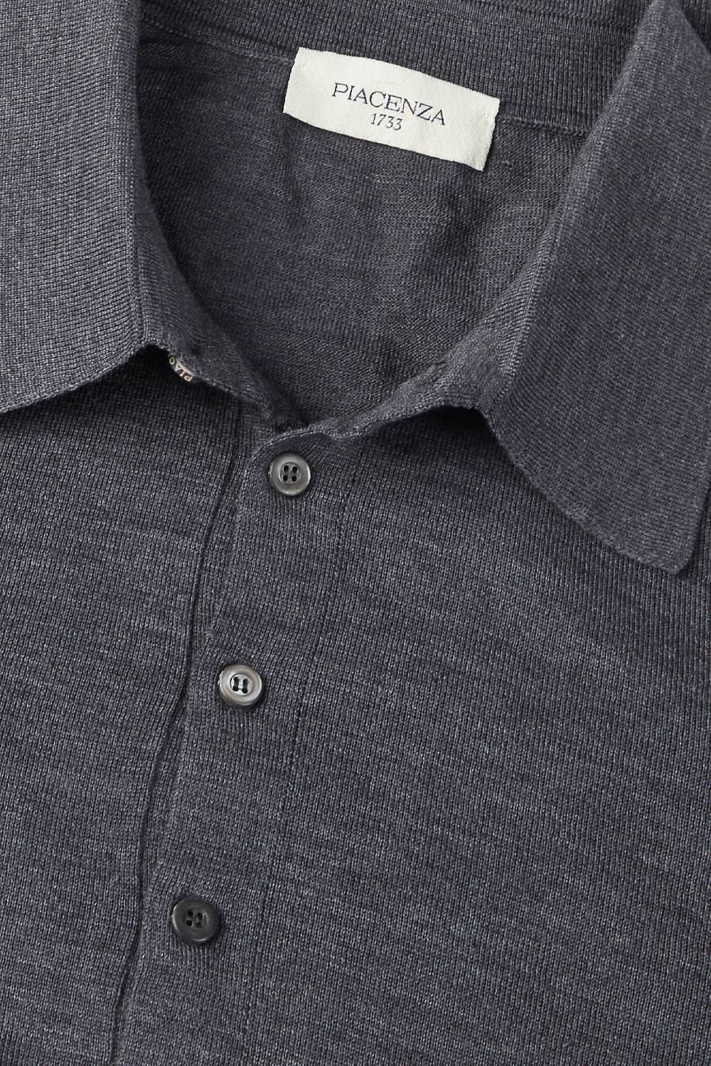 Piacenza 1733 Polo lana merino super fine antracite In Vendita