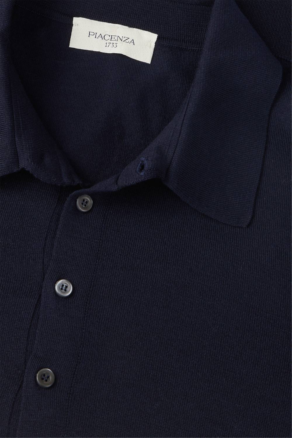 Piacenza 1733 Polo lana merino super fine blu Saldi