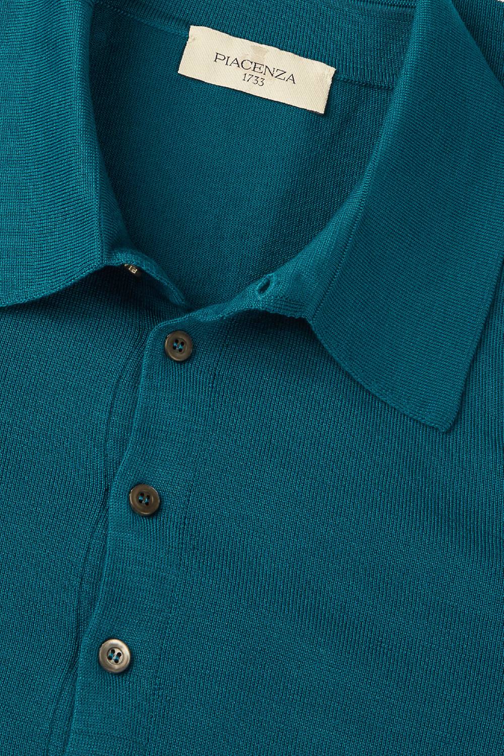 Piacenza 1733 Polo lana merino super fine petrolio Offerte