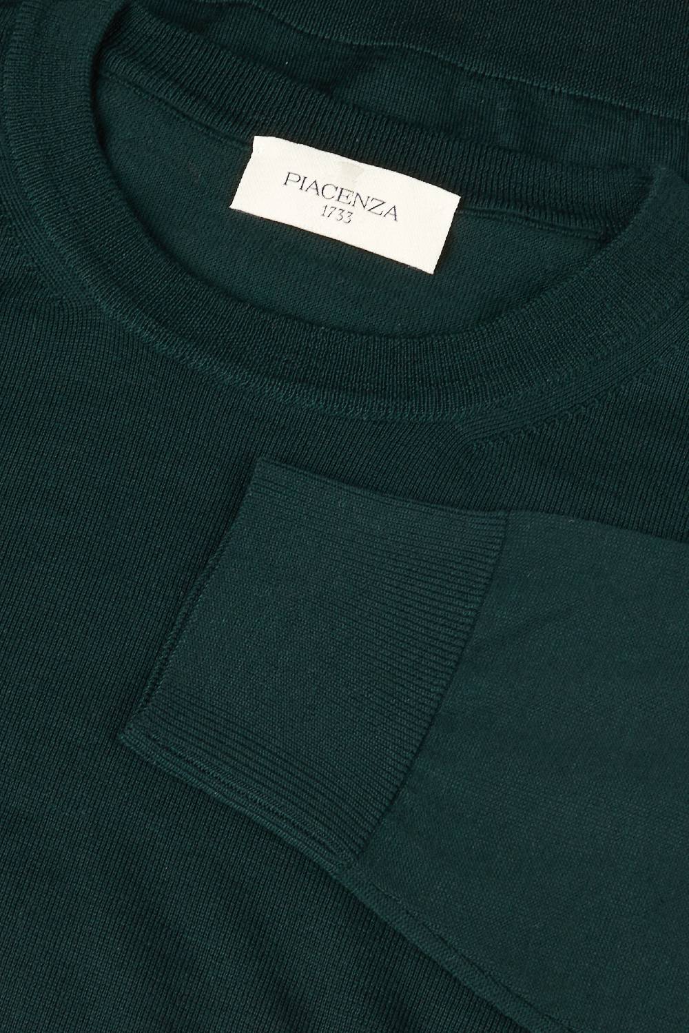 Piacenza 1733 Girocollo lana merino super fine verde scuro Saldi Di Fabbrica