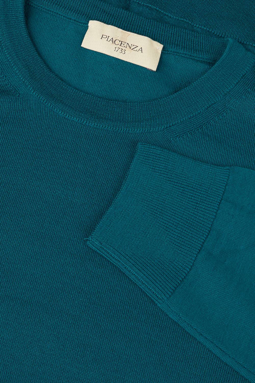 Piacenza 1733 Girocollo lana merino super fine petrolio Vendite Flash