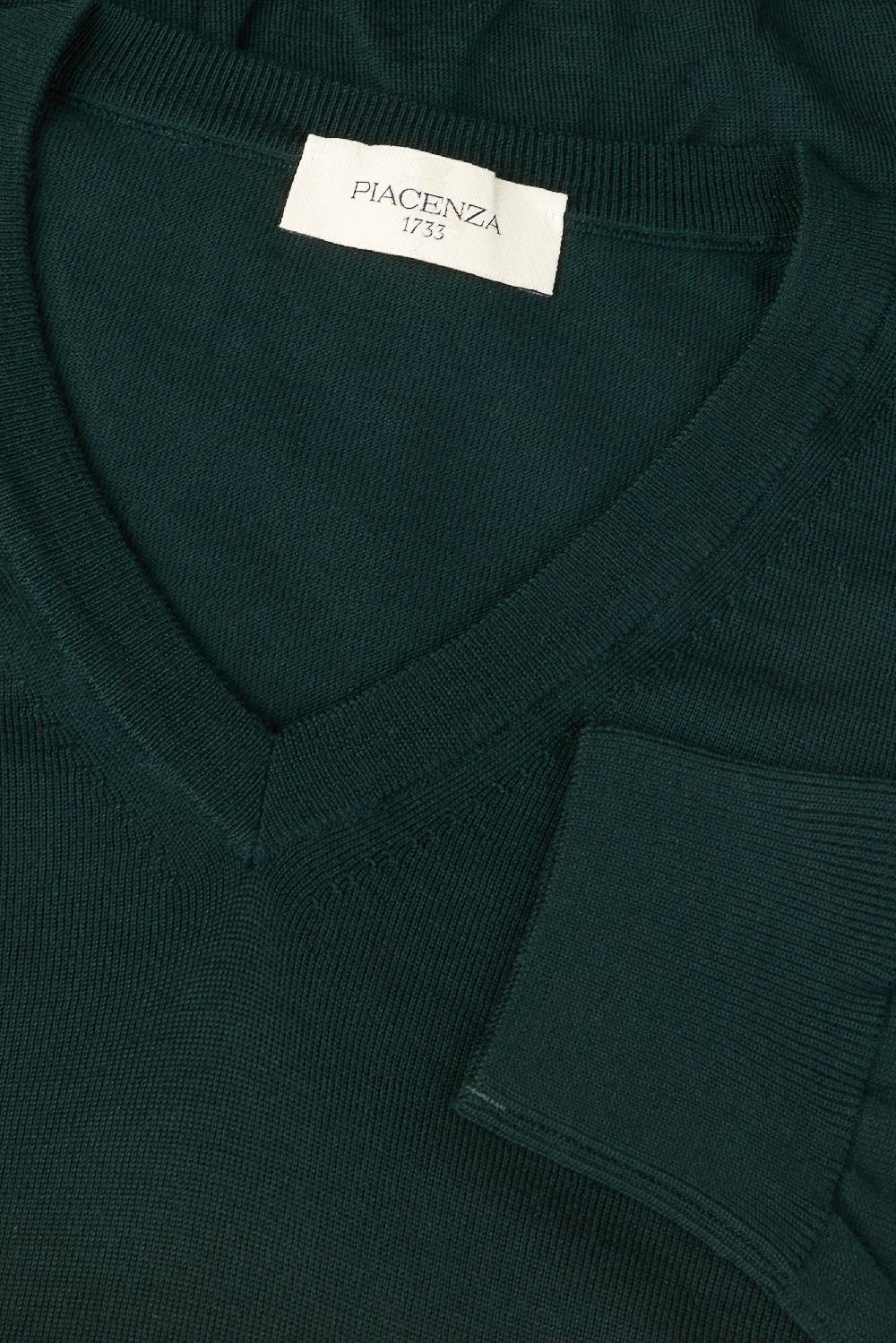 Piacenza 1733 Scollo V lana merino super fine verde scuro Moda