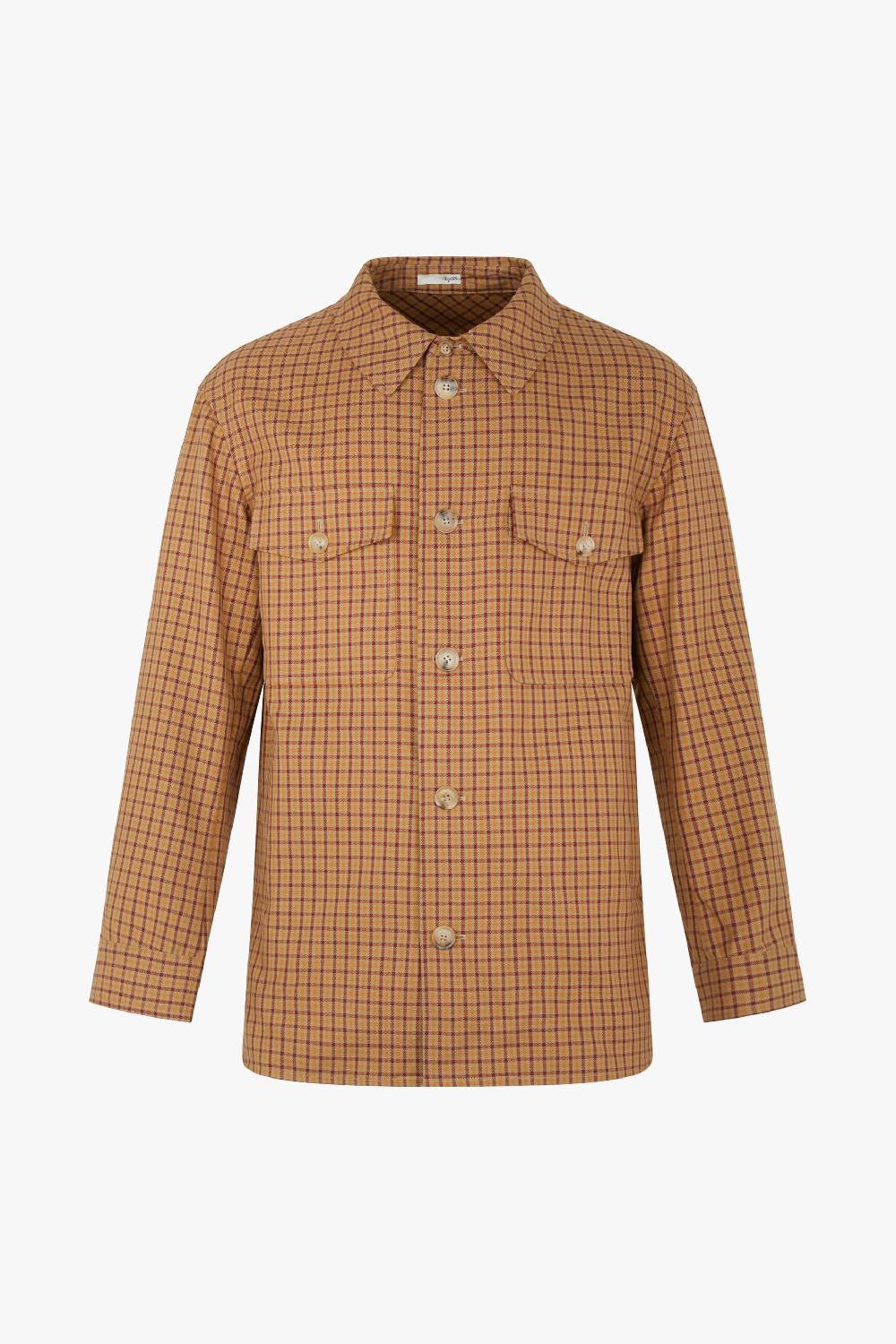 Piacenza 1733 Giacca camicia micro check cammello e bordeaux Qualità Garantita
