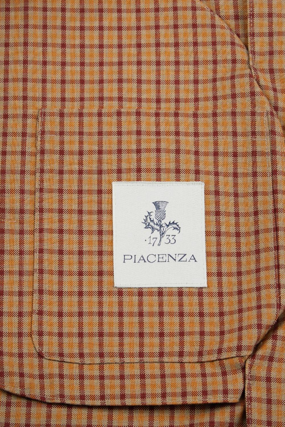 Piacenza 1733 Giacca camicia micro check cammello e bordeaux Qualità Garantita