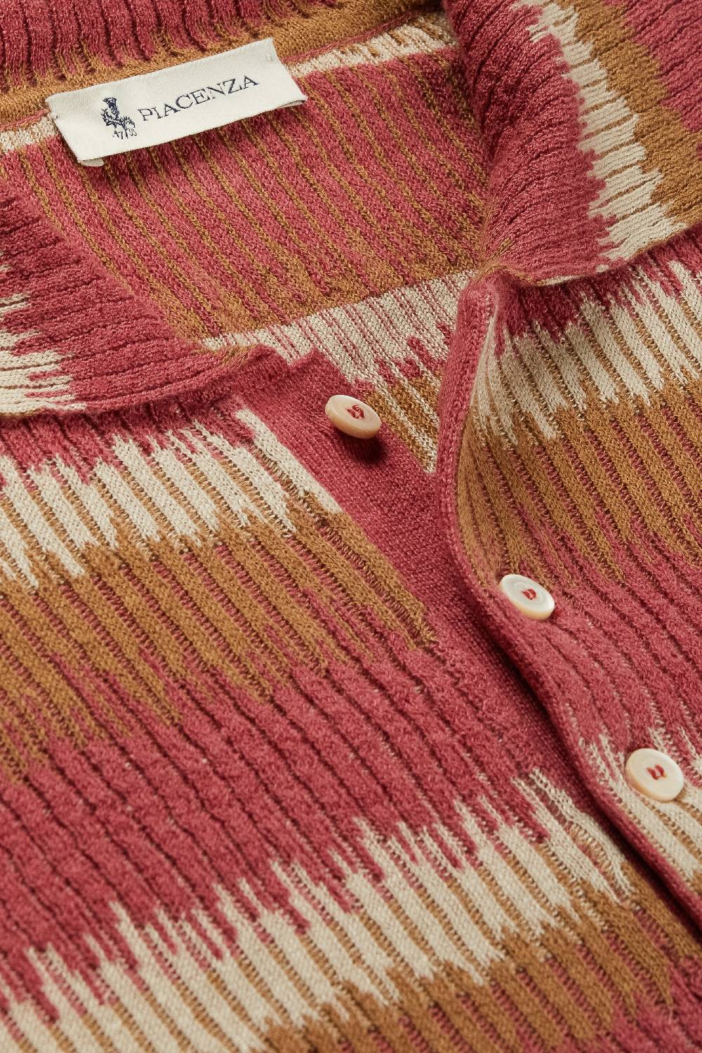 Piacenza 1733 Polo ikat striped flat rib bruciato, neutro e rosa Promozione Limitata