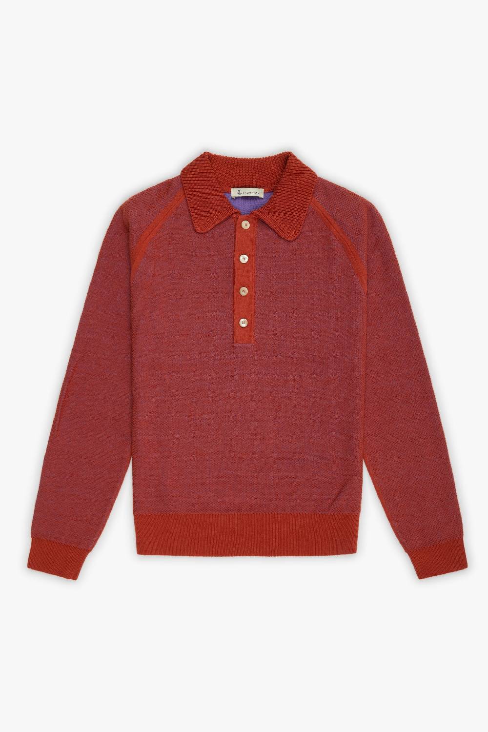 Piacenza 1733 Polo maniche lunghe two tone honey comb viola Prezzo Ridotto