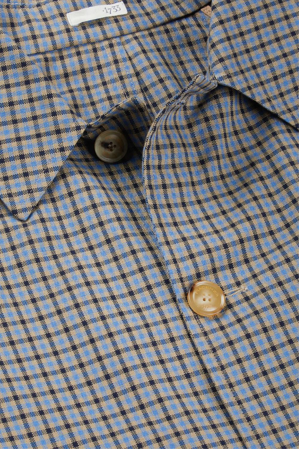 Piacenza 1733 Trench micro check azzurro e marrone Convenienza