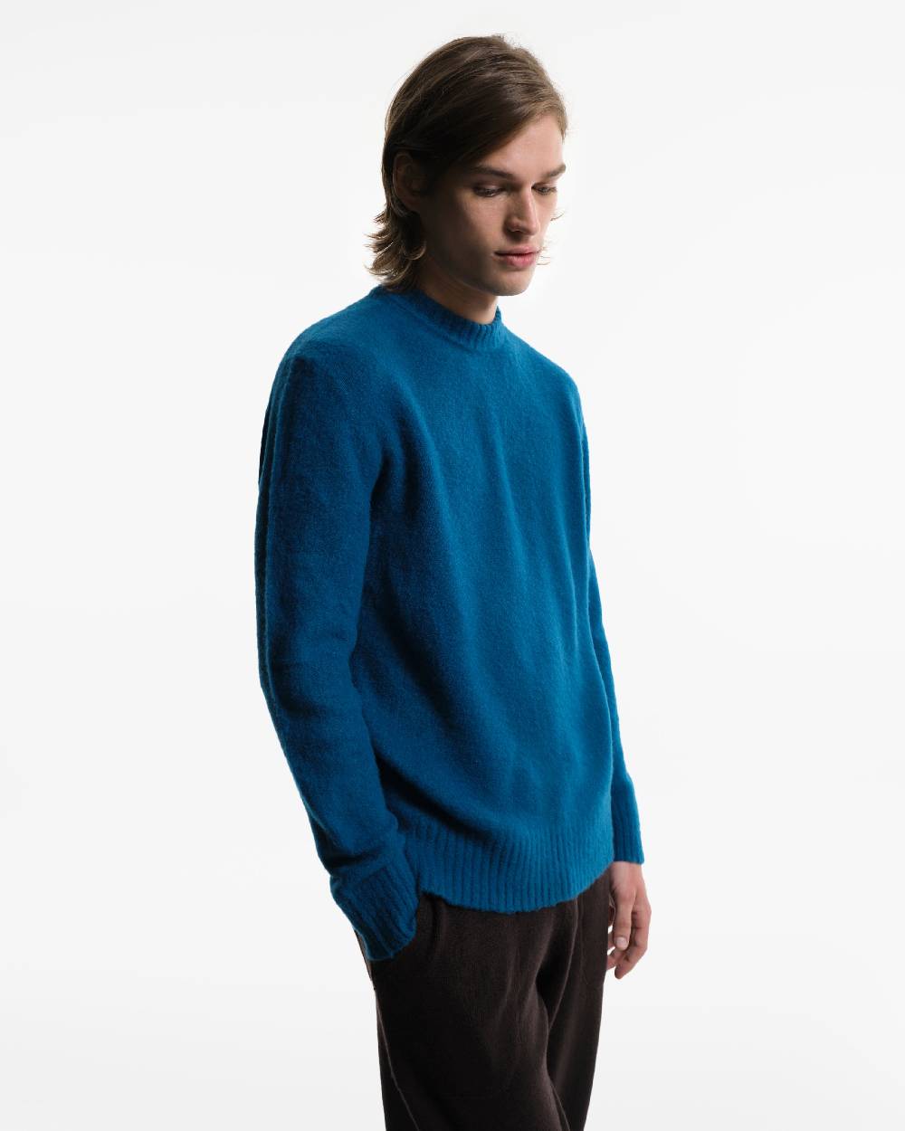 Piacenza 1733 Girocollo in Lana blu jeans Italia