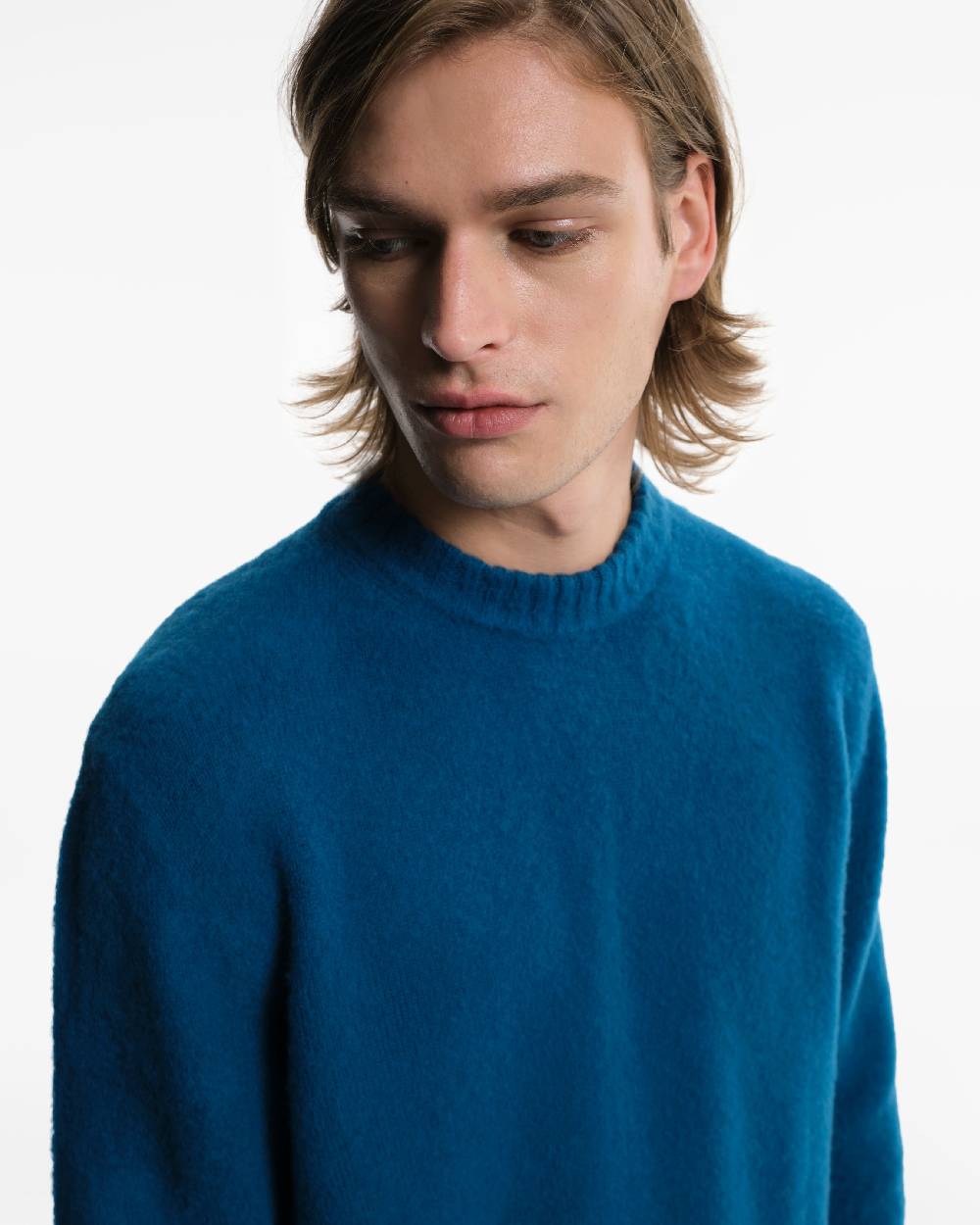 Piacenza 1733 Girocollo in Lana blu jeans Italia