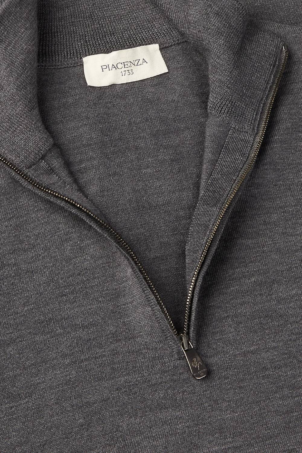 Piacenza 1733 Lupetto Zip lana merino super fine antracite Convenienza