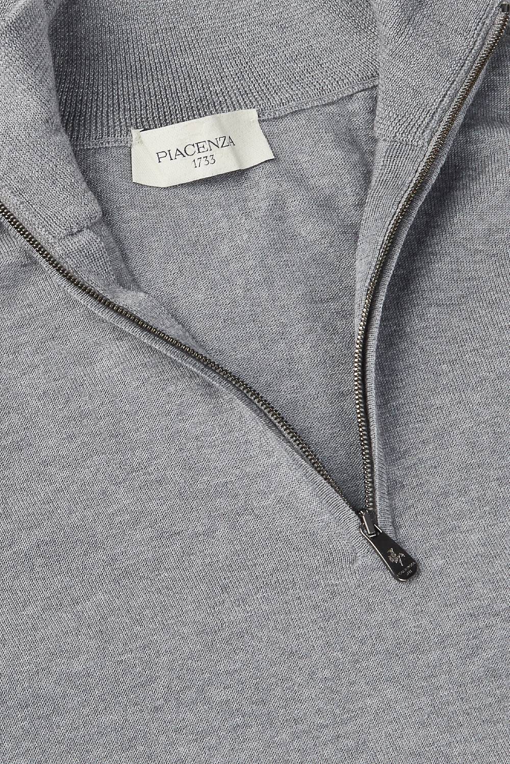 Piacenza 1733 Lupetto Zip lana merino super fine grigio chiaro Novità