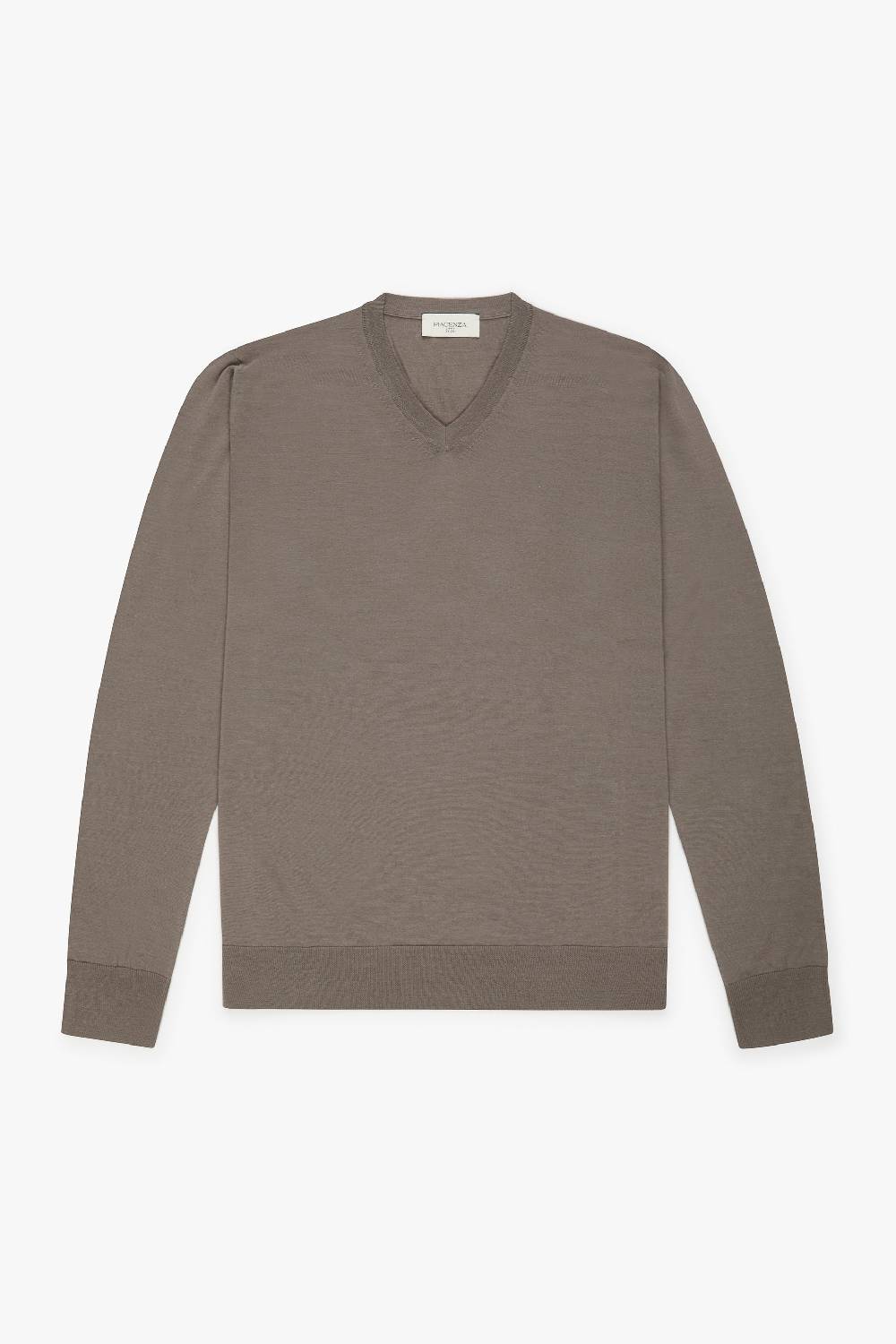 Piacenza 1733 Scollo V lana merino super fine nocciola Presa