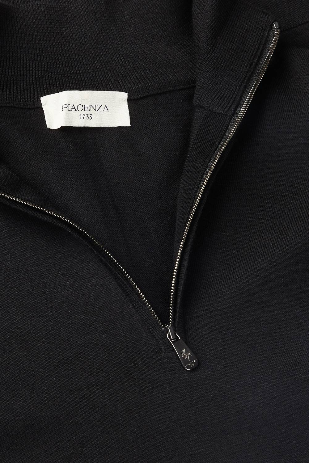 Piacenza 1733 Lupetto Zip lana merino super fine nero Sconto