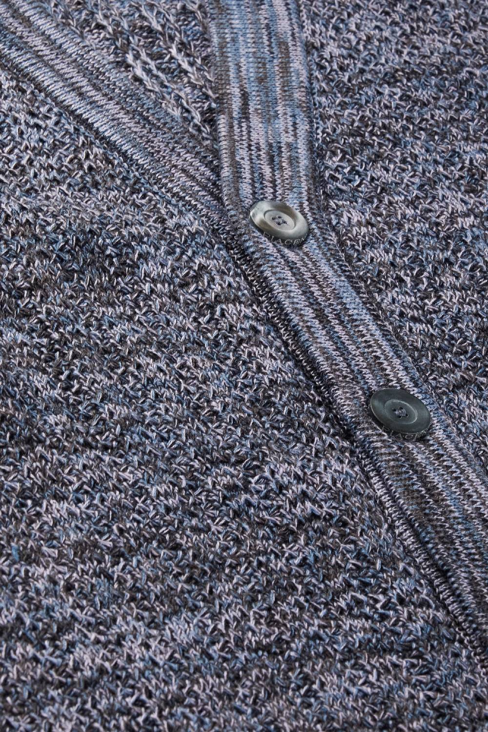 Piacenza 1733 Cardigan con bottoni moulinè lilla e blu Vendita Calda