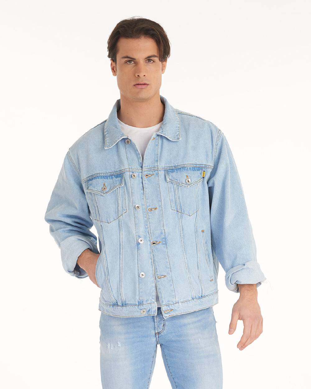 Pop84 Giubbino jeans over fit lavaggio chiaro Affare Del Giorno