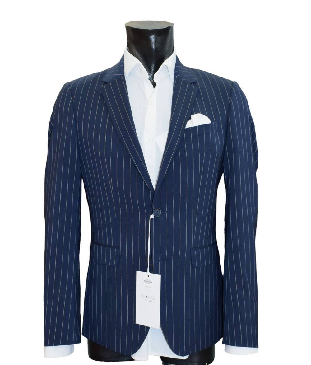 Digel Move Abito blu gessato digel in lana marzotto extra slim fit Prezzo di fabbrica