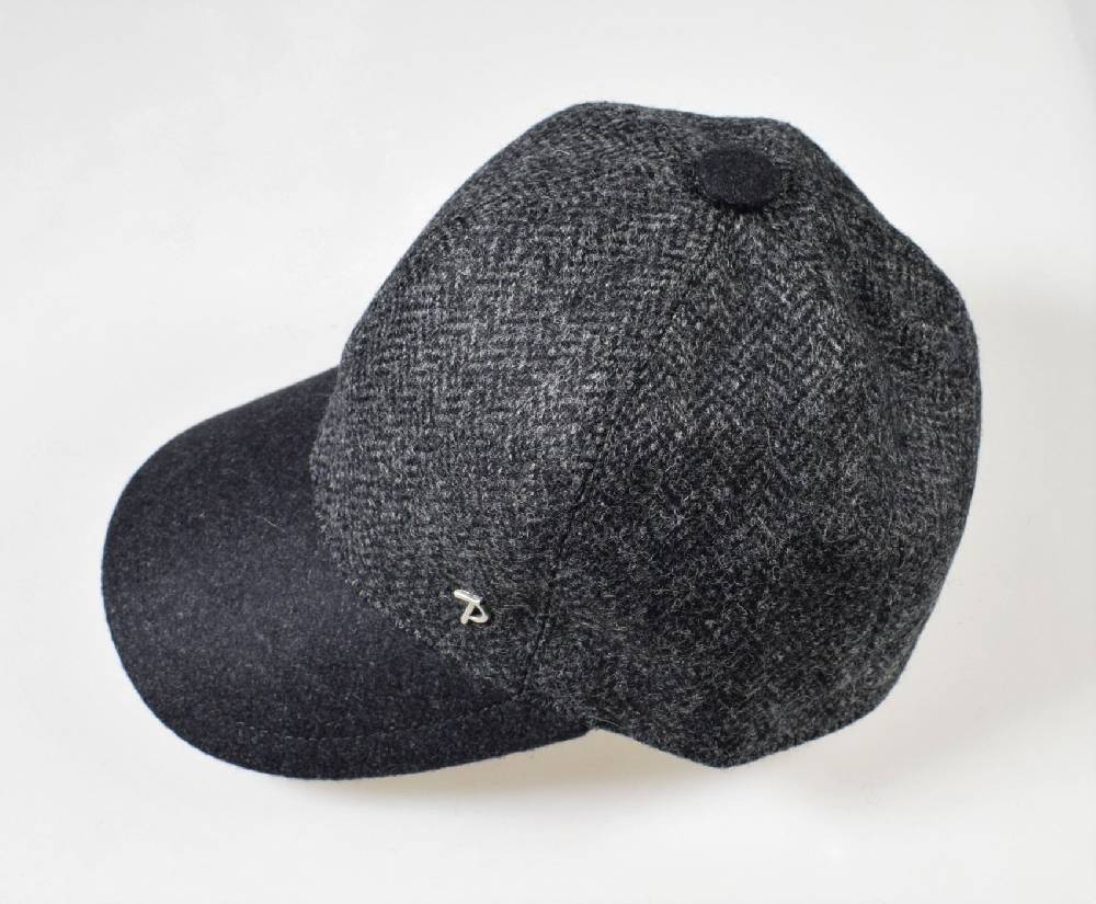 Panizza Berretto baseball panizza grigio spigato in lana shetland Presa