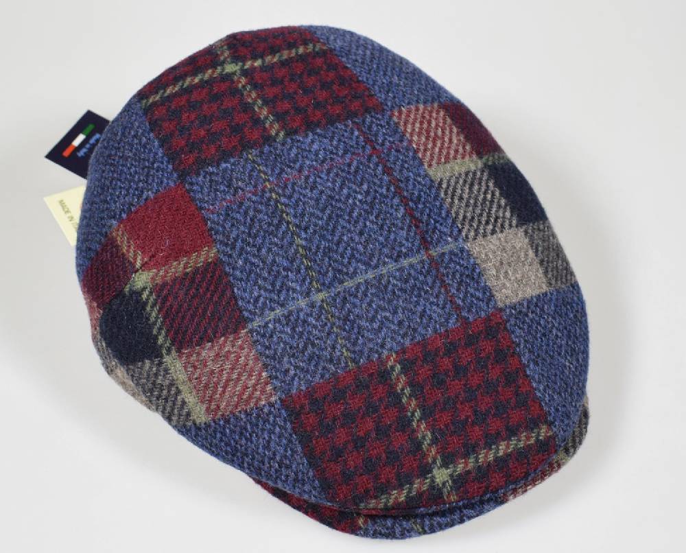 Imor di Banfi Cappello berretto imor blu a quadri in pura lana merino made in italy Offerte