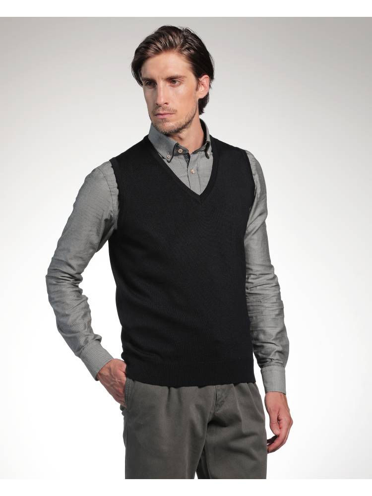 Montechiaro Gilet scollo a v montechiaro in misto lana pettinata modern fit Vendita Economica