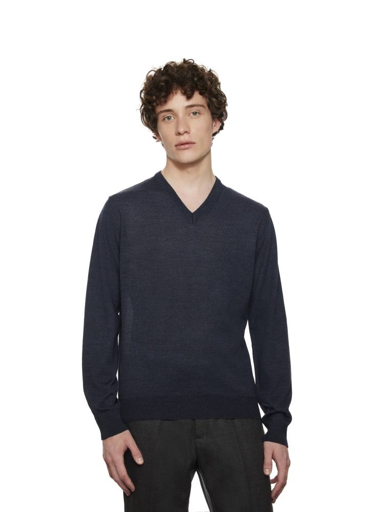 Montechiaro Pullover scollo a v montechiaro in misto lana pettinata modern fit Vendite Flash