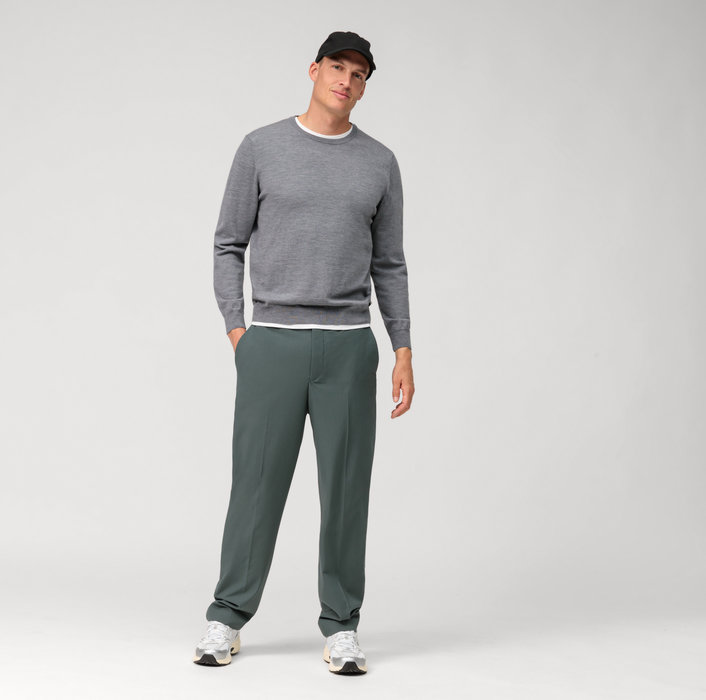 Olymp Girocollo olymp grigio medio lana merinos regular fit Qualità