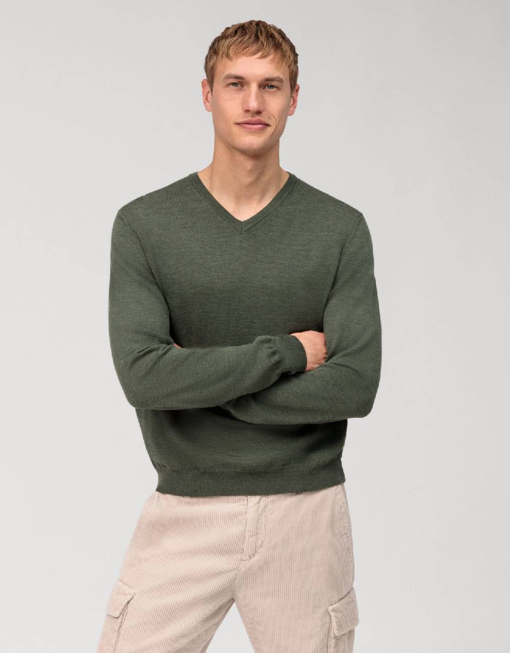 Olymp Pullover scollo a v verde olymp regular fit Qualità Garantita