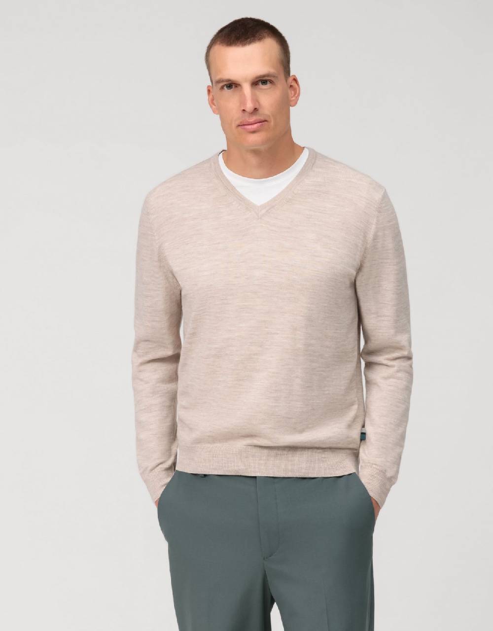 Olymp Pullover scollo a v beige olymp regular fit Negozi Online
