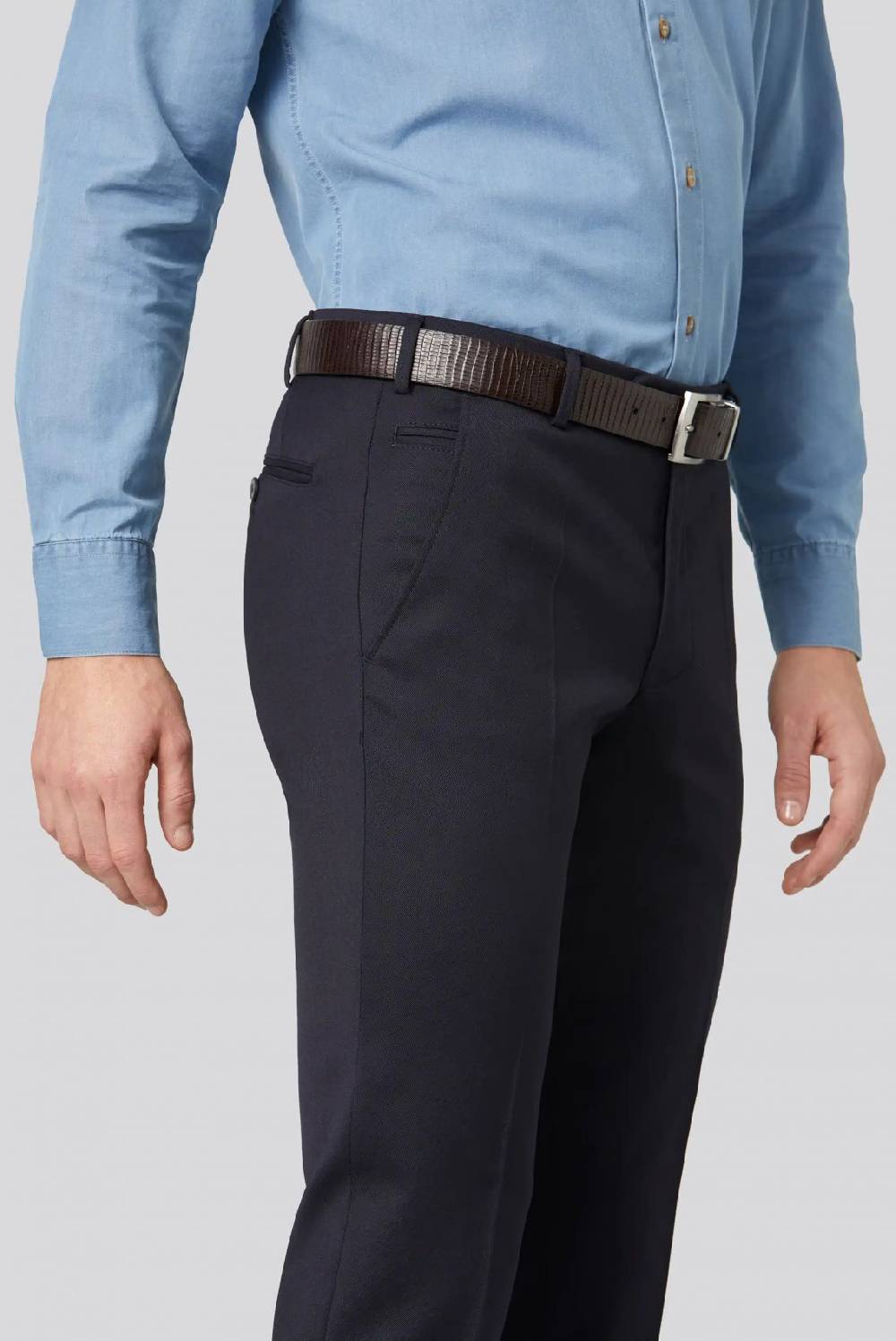 Meyer Pantalone meyer blu in twill teflon stretch Promozione Limitata
