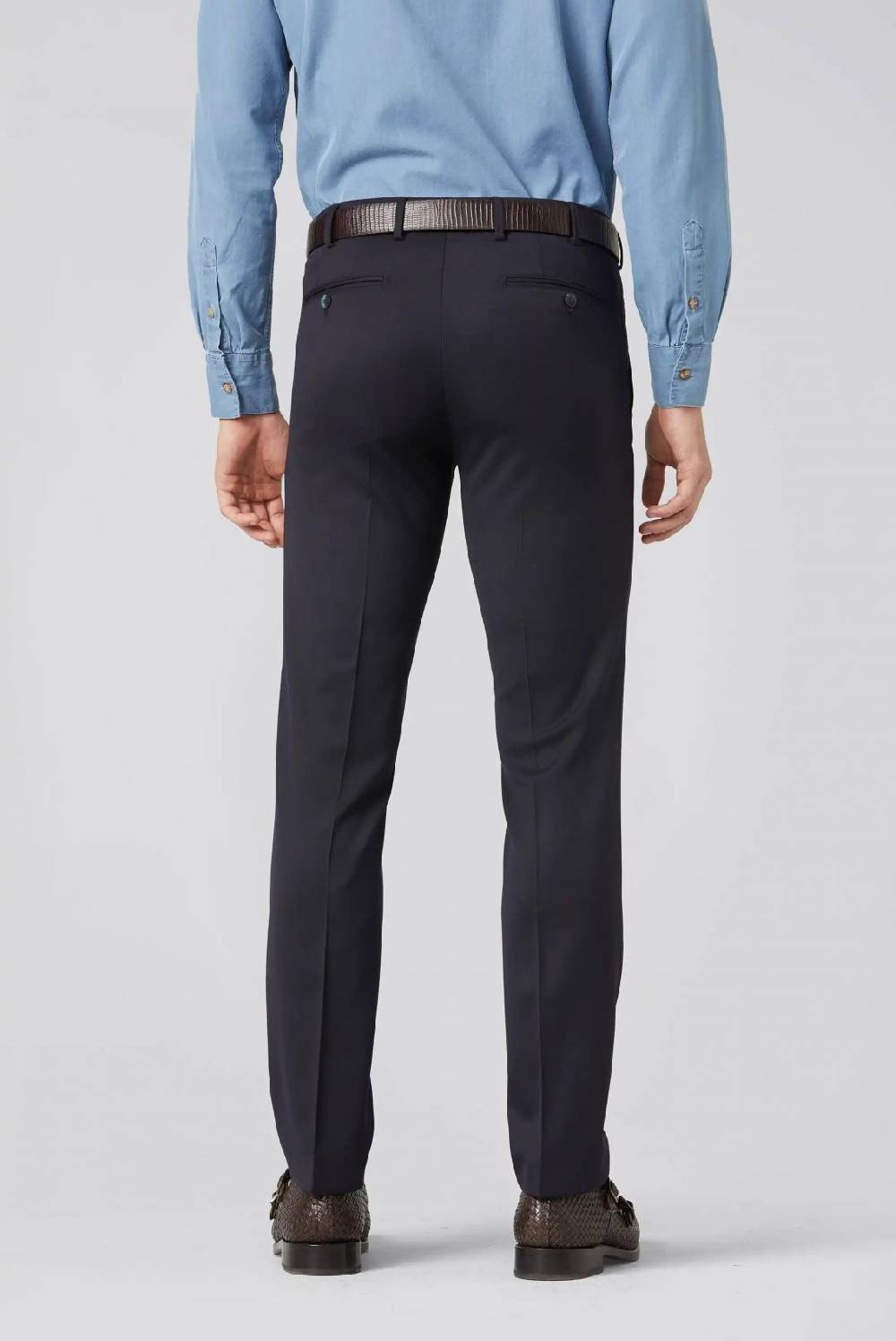 Meyer Pantalone meyer blu in twill teflon stretch Promozione Limitata