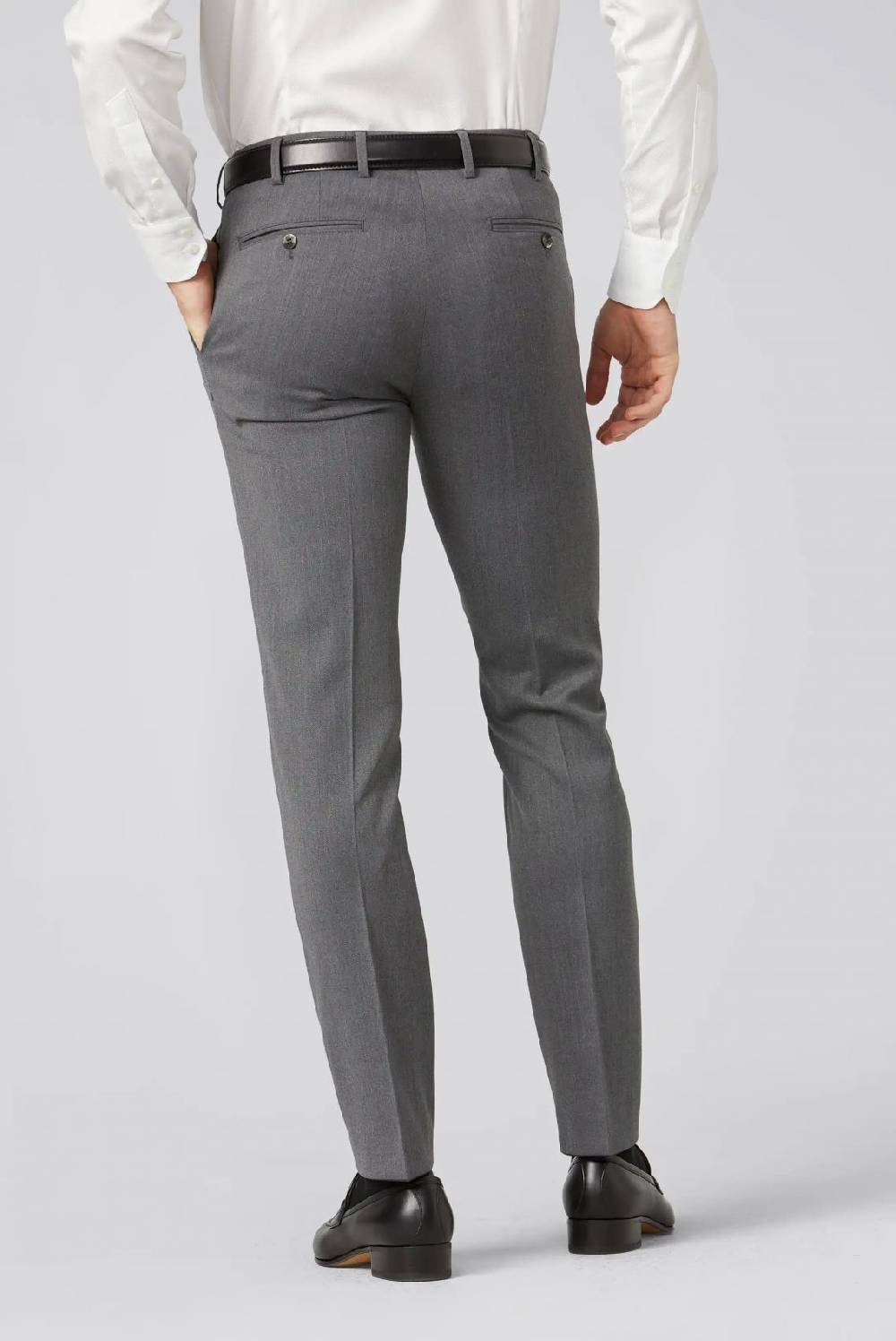 Meyer Pantalone meyer grigio medio in twill teflon stretch In Linea