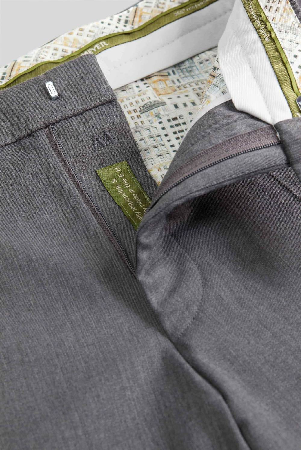 Meyer Pantalone meyer grigio medio in twill teflon stretch In Linea
