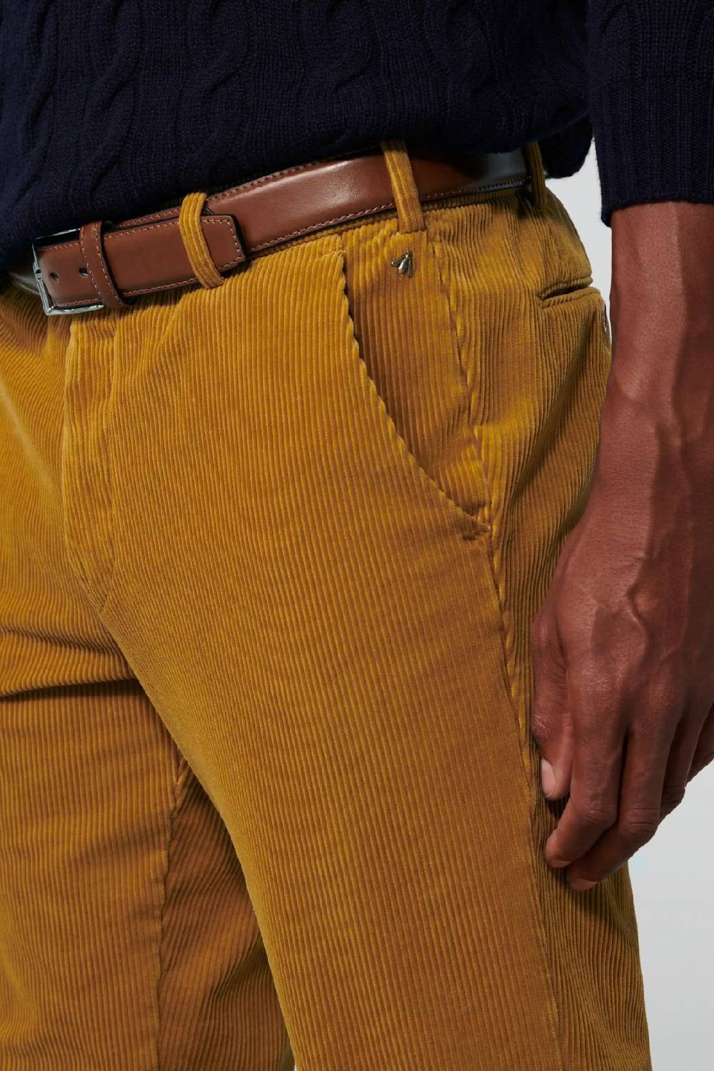 Meyer Pantalone color ambra meyer in velluto a coste luxury modern fit Sconto