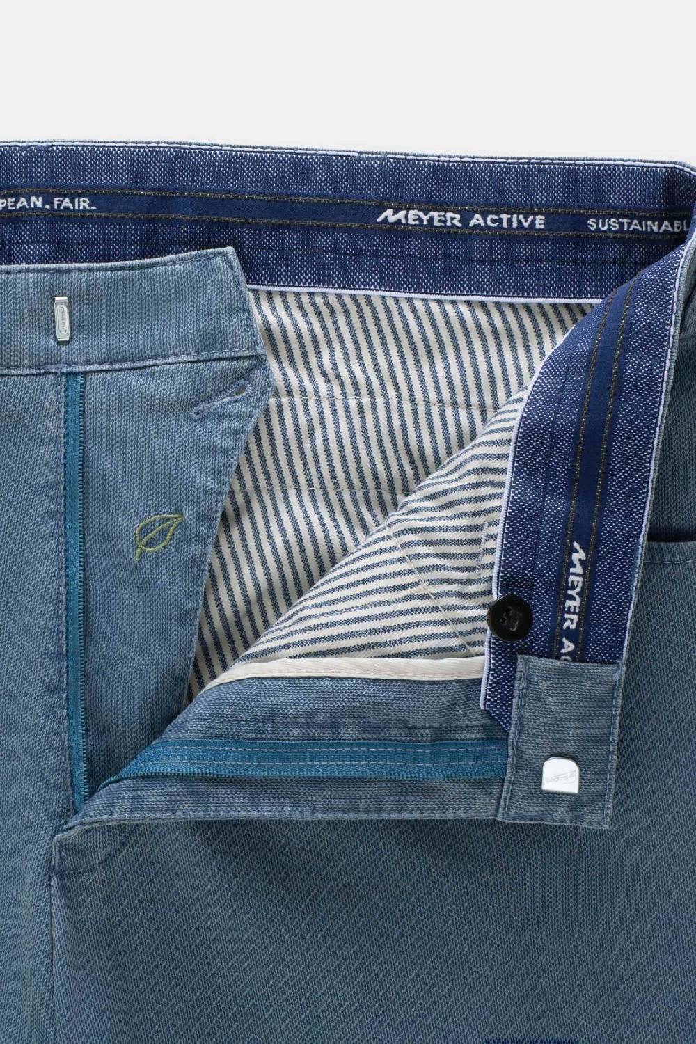 Meyer Pantalone modern fit azzurro meyer cotone microstruttura stretch In Vendita
