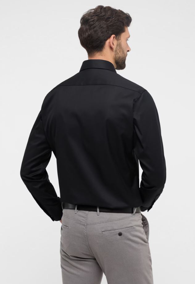 Eterna Camicia nera eterna modern fit collo classico italiano Nuovo