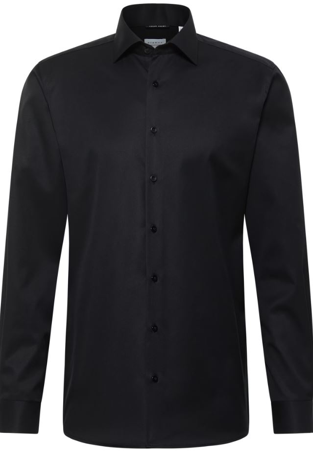 Eterna Camicia nera eterna modern fit collo classico italiano Nuovo