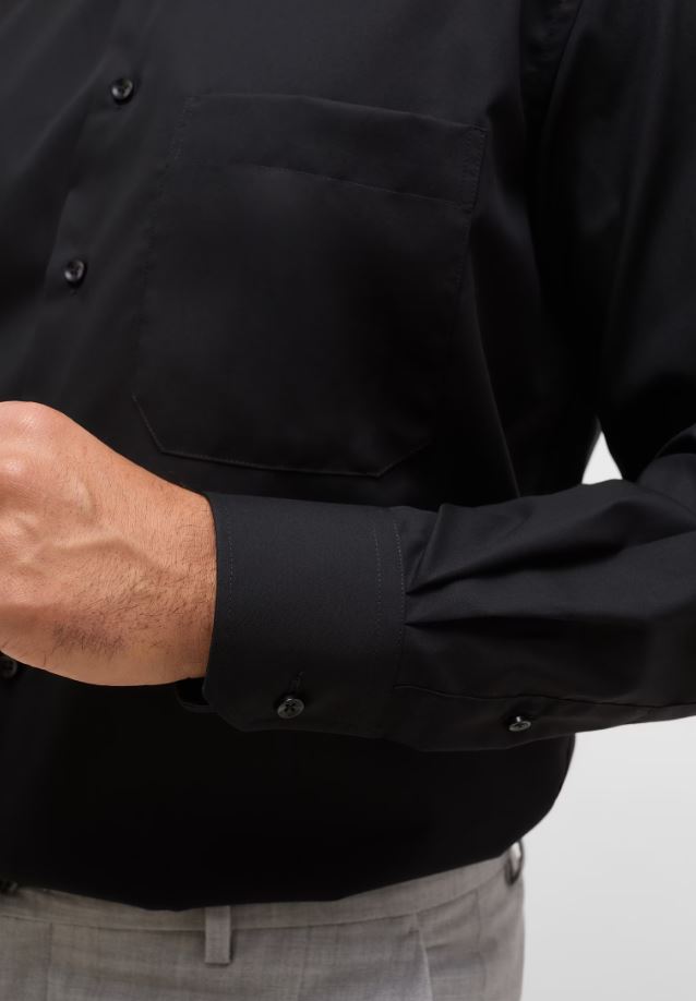 Eterna Camicia nera eterna comfort fit in popeline no stiro Negozi Online