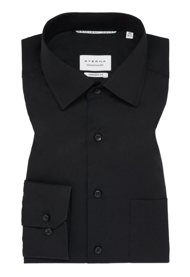 Eterna Camicia nera eterna comfort fit in popeline no stiro Negozi Online