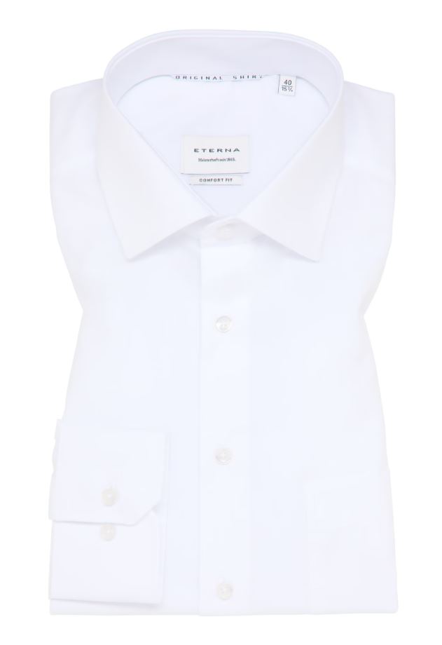 Eterna Camicia bianca eterna comfort fit in popeline no stiro Grandi sconti