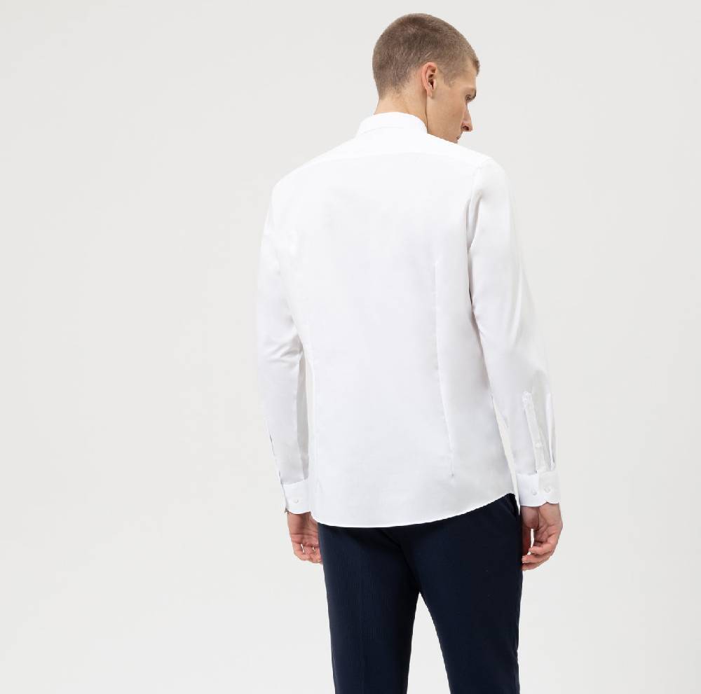 Olymp Camicia olymp bianca slim fit cotone twill stretch facile stiro Ultimi tre giorni