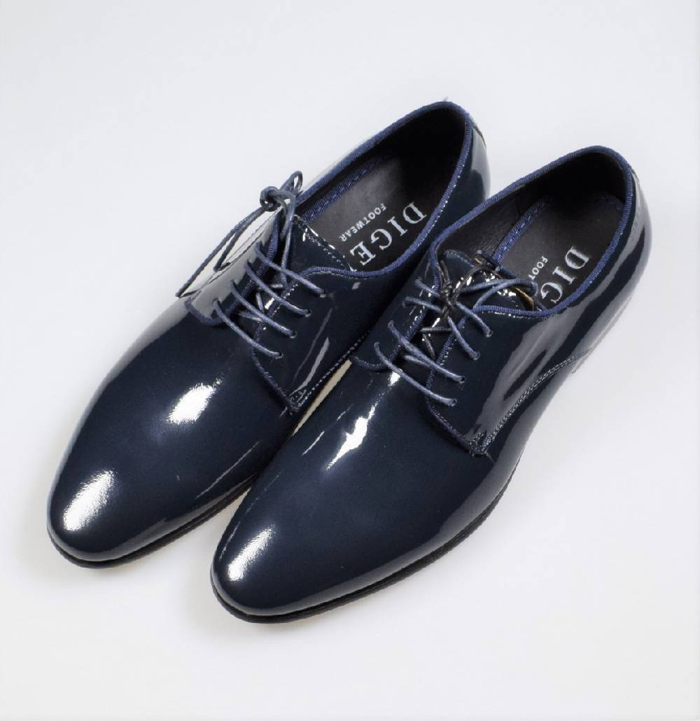 Digel Scarpa elegante da cerimonia blu digel in vera pelle verniciata Soddisfazione Garantita